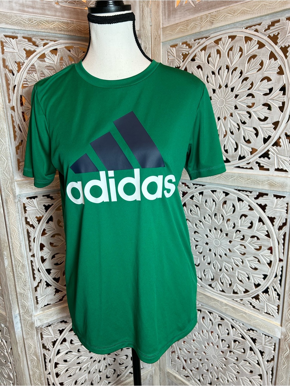 adidas Green Short Sleeve Logo Tee with Navy Badge